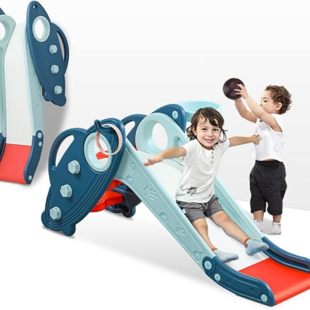 ™FunVenture | מגלשה לילדים – סט משחק עצמאי עם משחק טבעות